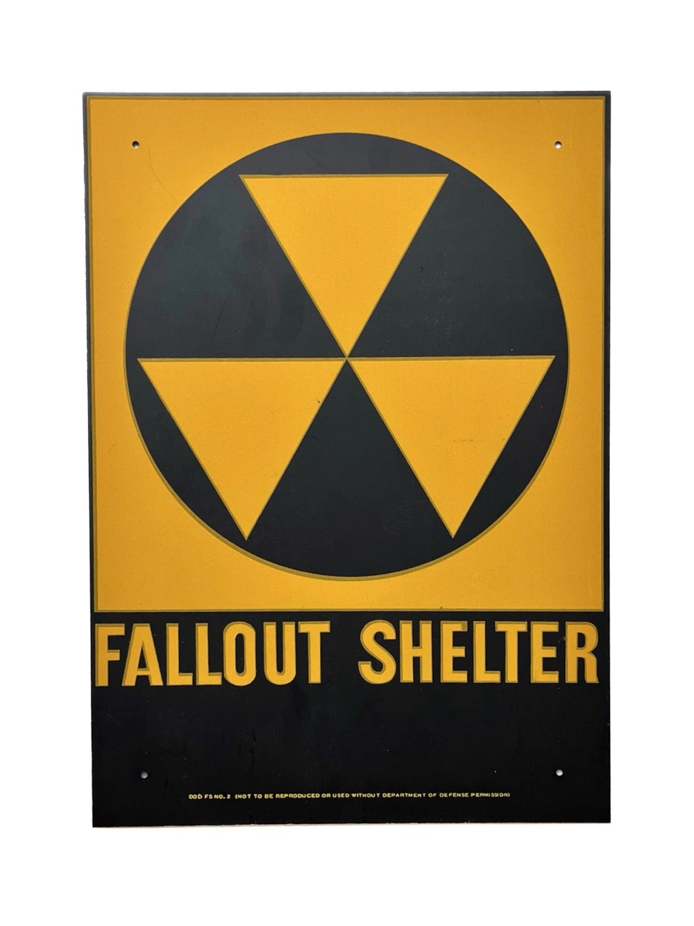Original Fallout Shelter Galvanized Sign Cold War 1960s Department Defense